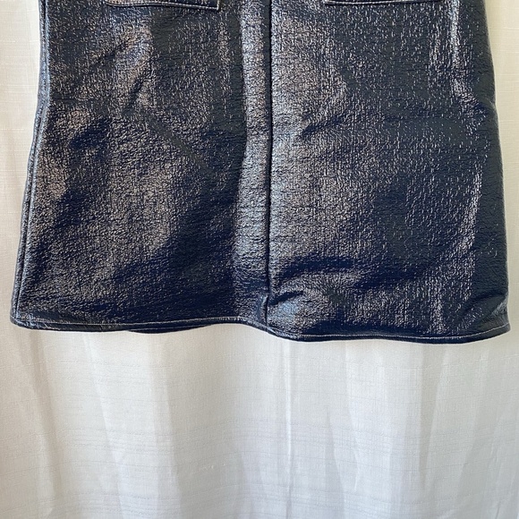 Never A Wallflower Navy Coated Skirt Size XS Front Pocket originally $245 - Picture 3 of 14
